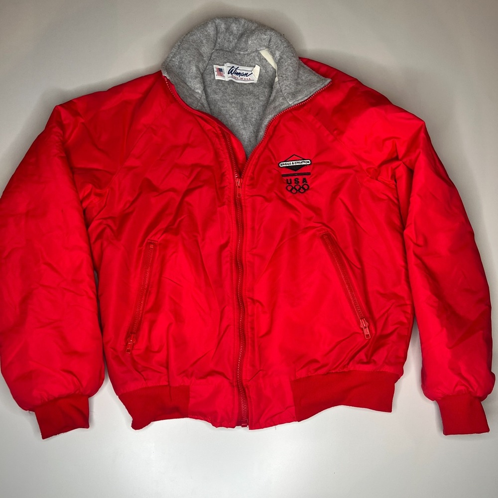 Vintage Wiman USA Olympic Jacket Red Briggs & Stratton Embroidered Logo Made USA